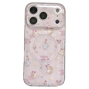SHERRY*ins风粉底睡衣猪猪磁吸适用于苹果17ProMax手机壳iPhone16Pro小众少女心15简约14小清新卡通可爱软萌