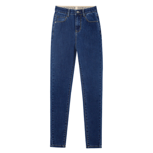 深蓝色加绒小脚牛仔裤女2026年新款冬季加厚紧身显瘦弹力铅笔裤子