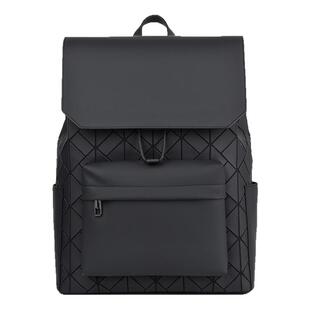 双肩包硬壳电脑书包皮质商务男士背包硬挺防水支撑学生菱格立体