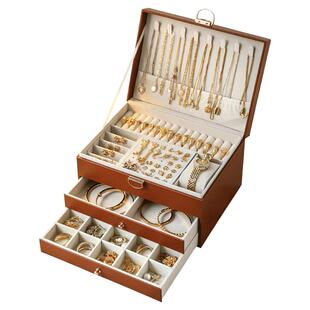 美拉德首饰盒高档精致收拾饰品收纳盒2026年新款耳钉耳环项链盒子