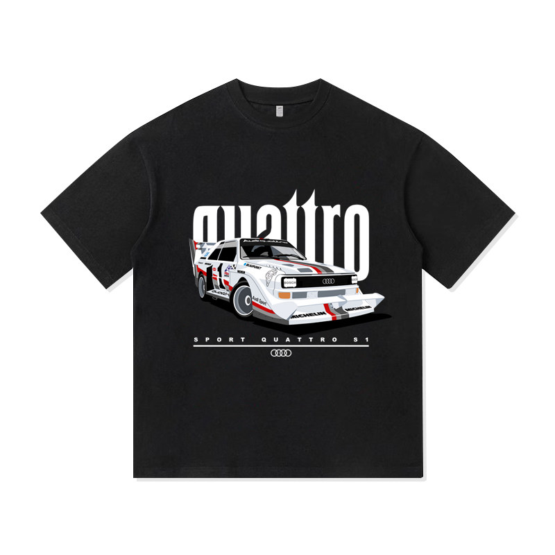 奥迪Sport quattro s1拉力赛车美式小众设计纯棉短袖T恤男装上衣