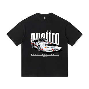 奥迪Sport quattro s1拉力赛车美式小众设计纯棉短袖T恤男装上衣