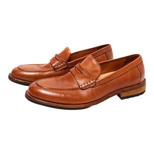 固特异马皮男鞋夏季新款一脚蹬乐福鞋男真皮商务休闲男士皮鞋棕色