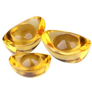 新品黄色金元宝风水招财聚财大小摆件琉璃水晶家居装饰工艺品礼品