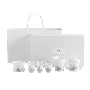 叁旬水墨山峦功夫茶具套装家用陶瓷盖碗茶杯轻奢高档中式2026新款