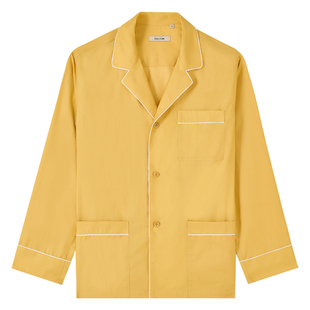 【80支纯棉贡缎】CULTUM复古老钱风翻领镶边睡衣衬衫家居服男女款