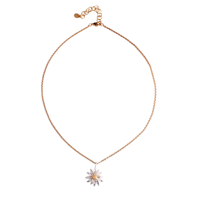 纽约手工设计艺术花朵吊坠项链