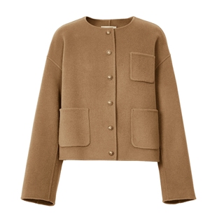 艾诺丝雅诗冬季新品小香风纯羊毛羊绒双面呢外套女21011015