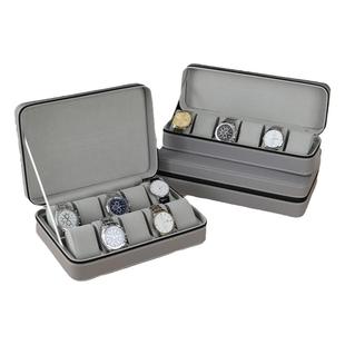 便携式防尘手表收纳盒拉链手表盒腕表首饰盒简约皮质手链展示盒子
