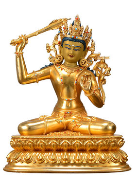 全鎏金文殊菩萨铜像摆件