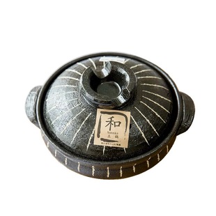 日本进口万古烧砂锅家用煲粥炖锅日式黑十草煲仔饭煲汤小森林土锅