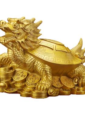 铜宗铜源黄铜玄关门厅龙龟摆件