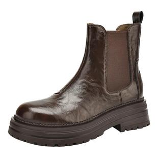 达芙妮加绒短靴女冬季美拉德靴子2025新款烟筒切尔西靴厚底马丁靴