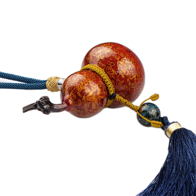 冬官大漆葫芦手把件八宝车挂