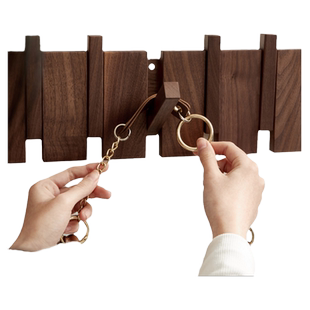 进门玄关墙壁挂衣钩强力粘胶免打孔衣帽承重挂架钢琴键实木挂衣钩