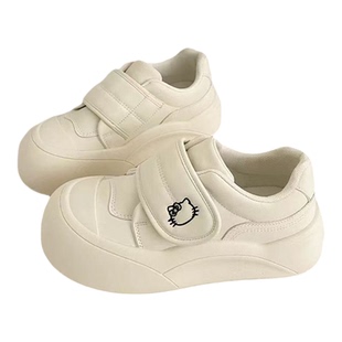 女童魔术贴厚底小白鞋丑萌2026春季新款chic小众设计学生板鞋子潮