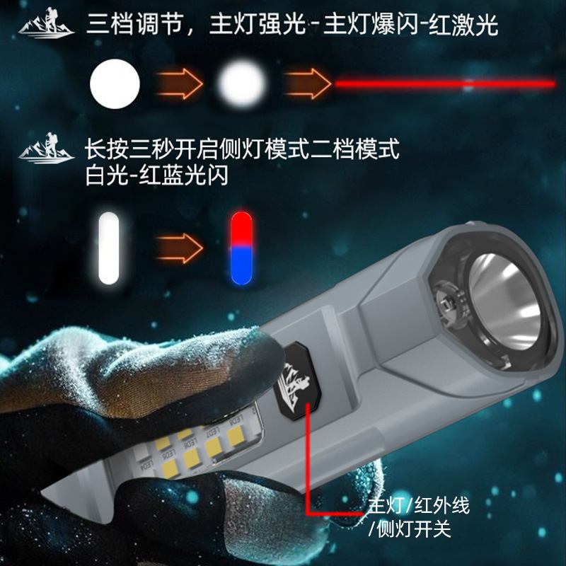 跨境红外线激光手电筒多功能磁猫工作侧激光户外灯夹带笔灯逗帽吸