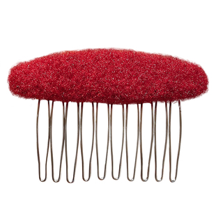 新年红色毛绒倒插梳刘海发夹女前额整理碎发梳高颅顶发卡侧边夹子