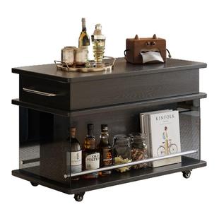 中古风客厅边柜小户型简约沙发可升降移动边几阳台卧室小推车茶几