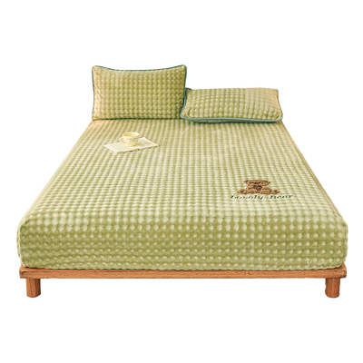 泡泡牛奶绒床笠加厚珊瑚绒床罩套