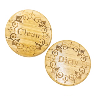 dishwasher magnet Clean/Dirty竹制洗碗机磁贴清洁脏标志牌logo