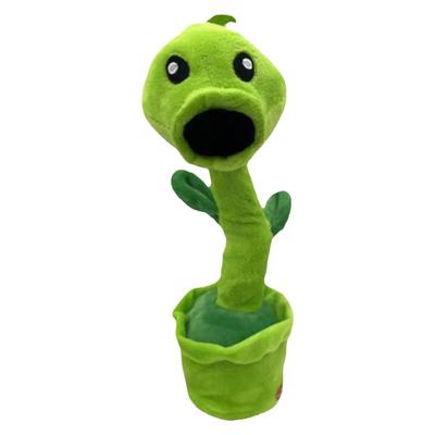 会唱歌跳舞学说话植物大战玩具毛绒绿豌豆太阳花公仔娃娃摇摆射手