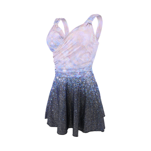 洲克连体泳衣女高级感泳裙度假温泉防走光泳装显瘦亮片运动游泳衣