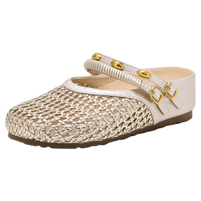 千百度时尚勃肯凉鞋女2026夏季新款外穿百搭编织镂空厚底包头拖鞋