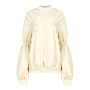 YCH 安格集合店 黑色长袖褶皱宽松衬衫套头上衣女