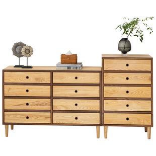 全实木八斗柜家用客厅落地大容量储物抽屉柜2026新款白蜡木置物柜