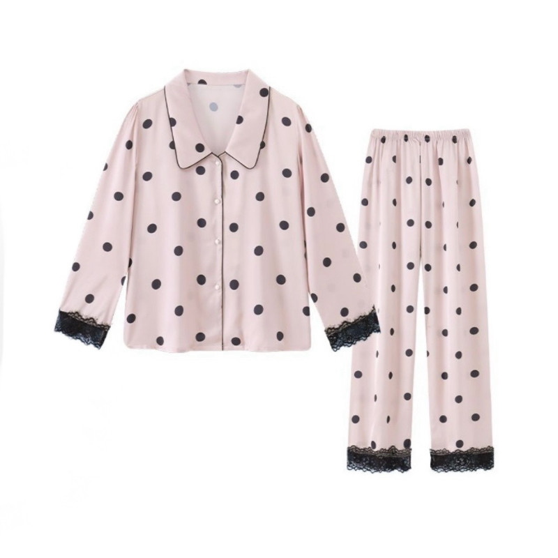 夏季女士真丝短袖睡衣波点高级时尚薄款家居服送女生送妈妈礼盒装