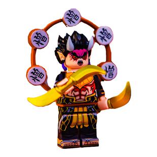 国潮玩具鬼灭之刃上弦四憎珀天中国风积木小人仔益智拼装玩具礼物