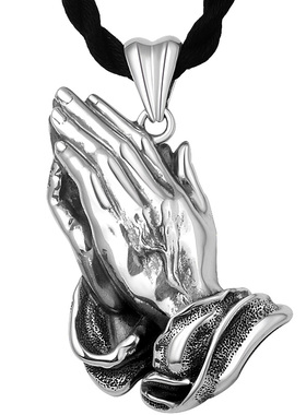 990足银祈祷之手男士情侣吊坠