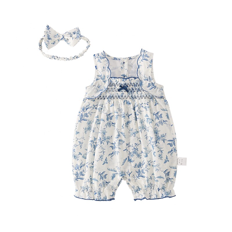 婴幼儿衣服1宝宝2026新款夏季碎花背心爬服薄款夏装女幼童连体衣