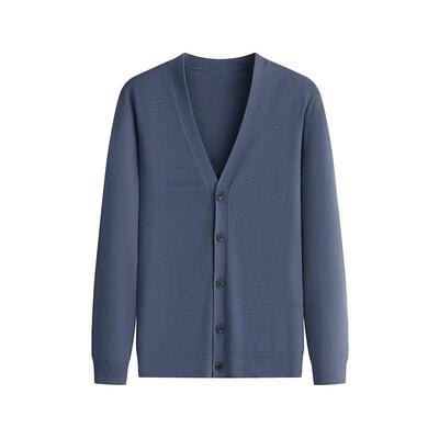 霞湖世家真德绒男士针织开衫外套