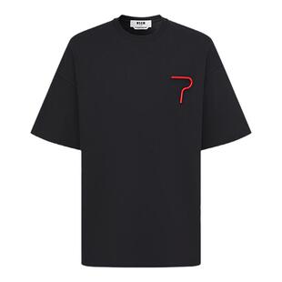 MSGM早春新款男士宽松简约针织棉圆领纯棉短袖T恤