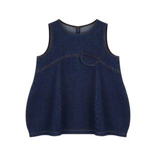 Amybaby女童连衣裙春季2026新款韩系复古圆领无袖儿童牛仔背心裙