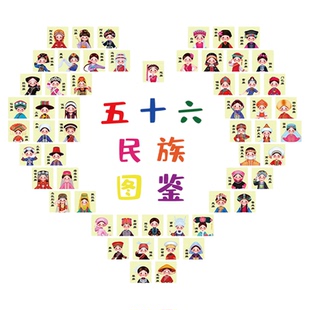 五十六56个民族团结图鉴环创幼儿园中心机构文化主题墙面成品贴纸