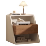 现代简约床头柜实木设计感奶油风极简环保烤漆床边柜创意卧室边几