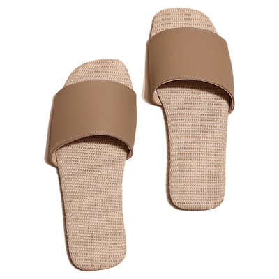 夏季日式亚麻真皮拖鞋女室内家居防滑软底静音无声夏天日系可外穿