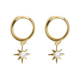 KNA珂娜「闪耀恒星」简约小钻星芒耳圈S925纯银耳钉女职场气质ins