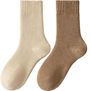 羊毛袜子女冬季加绒加厚保暖毛圈中筒东北防寒雪地秋冬长袜配靴子