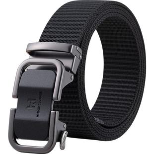 海澜之家帆布腰带自动扣黑色皮带男士战术编织新款学生军训裤带潮