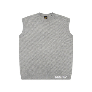 corteiz美式高街潮牌秋冬休闲保暖字母刺绣圆领针织衫毛衣背心ins