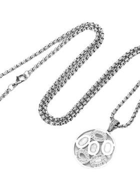 闪钻圆环钛钢项链银白色吊坠