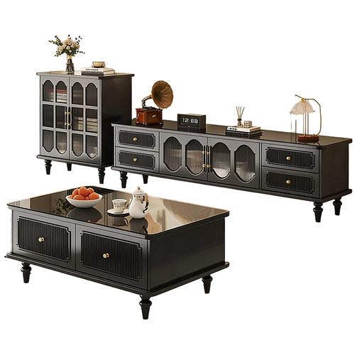 复古电视柜茶几组合客厅2026新款实木收纳储物柜中小户型电视机柜