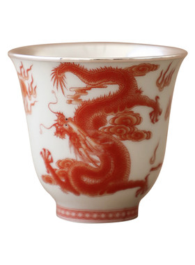 纯银时代龙瓷包银足银中式茶杯