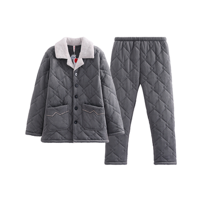 芬腾男士睡衣冬季三层加厚夹棉袄