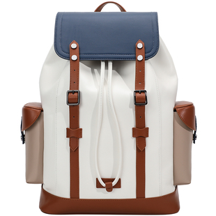 大容量旅行背包通勤男款皮质美式复古电脑书包高级感男士双肩包女