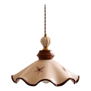 中古奶油风手绘陶瓷吊灯法式复古餐厅床头玄关吧台过道日式小吊灯